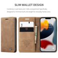 thumbnail image 3 of CaseMe Leather for iPhone 13 Mini Case, Flip Wallet Leather Case with Card Holder Magnetic Closure Shockproof Kickstand Protective Phone Cases Cover for iPhone 13 Mini,Brown,For iPhone 13 Mini, 3 of 11