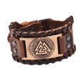 thumbnail image 1 of lionlar Bracelet Triangle en Cuir PU pour Hommes Tribal Nordique Rétro Rouge Cuivre, 1 of 9