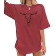 thumbnail image 2 of TINZ T-Shirt Décontracté à Manches Courtes Col Rond Imprimé Ample pour Femmes T-Shirt de Baseball et Chemises T-Shirt Uni pour Femmes, 2 of 4