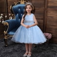 thumbnail image 2 of hoksml Robes d'Été, Robes pour Filles, Robe pour Enfants Filles Sans Manches Robe de Princesse Nœud Papillon Dentelle Fleurs Robe en Maille Robe Tuftée Liquidation, 2 of 9
