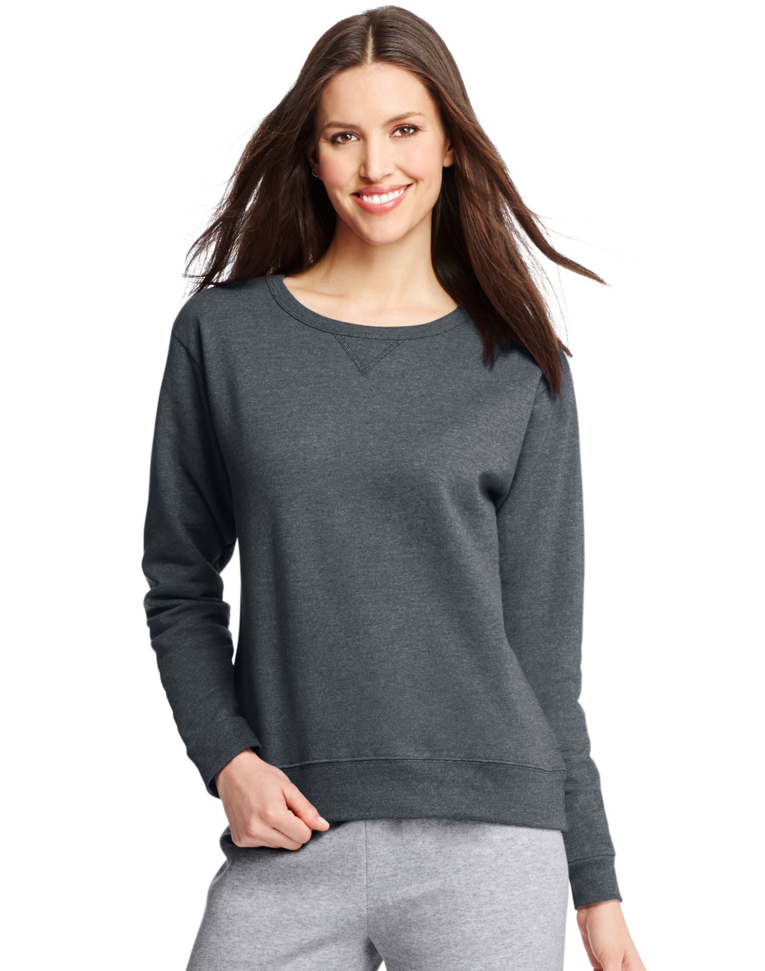 Hanes Womens ComfortSoft EcoSmart Crewneck Sweatshirt, 2XL, Slate Heather