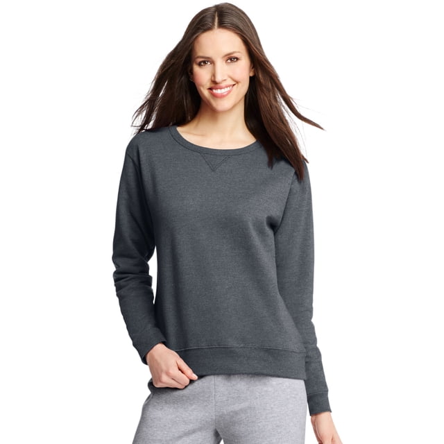 Hanes Chandail en Molleton Col Rond ComfortSoft EcoSmart pour Femmes, m, Ardoise Chiné
