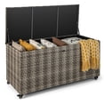 thumbnail image 1 of Costway 96 Gallon Patio Rattan Storage Deck Box Container Garden Liner Wheels Mix Grey, 1 of 10
