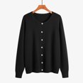 thumbnail image 3 of Cameland Womens Solid Round Neck Sweater Jacket Cardigan Round Neck Sweater, 3 of 7