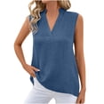 thumbnail image 1 of Timegard Camisoles pour Femmes Été Coton Lin Col en V Sans Manches Légères Décontractées Amples Hauts Blouse, 1 of 7