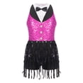 thumbnail image 3 of YONGHS Enfants Filles Paillettes Latin Jazz Robe de Danse à Franges Smoking Danse Moderne Justaucorps Combinaison Rose Vif 10, 3 of 7