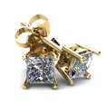thumbnail image 1 of .75Ct Quality Square Princess Cut Natural Diamond Stud Earrings In 14K Gold, 1 of 1