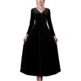 thumbnail image 1 of Innerwin Robe Ligne A Couleur Unie Femmes Robes Maxi Vacances Manches Longues Ample Noir G, 1 of 3