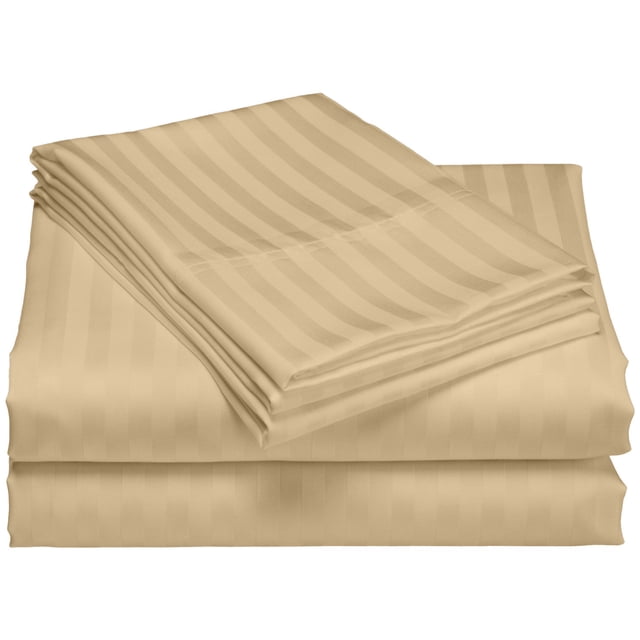 Hotel Collection 1200 Super Soft & Wrinkle Free Luxurious Stripe 6-Piece Sheet Set (Full, Taupe)