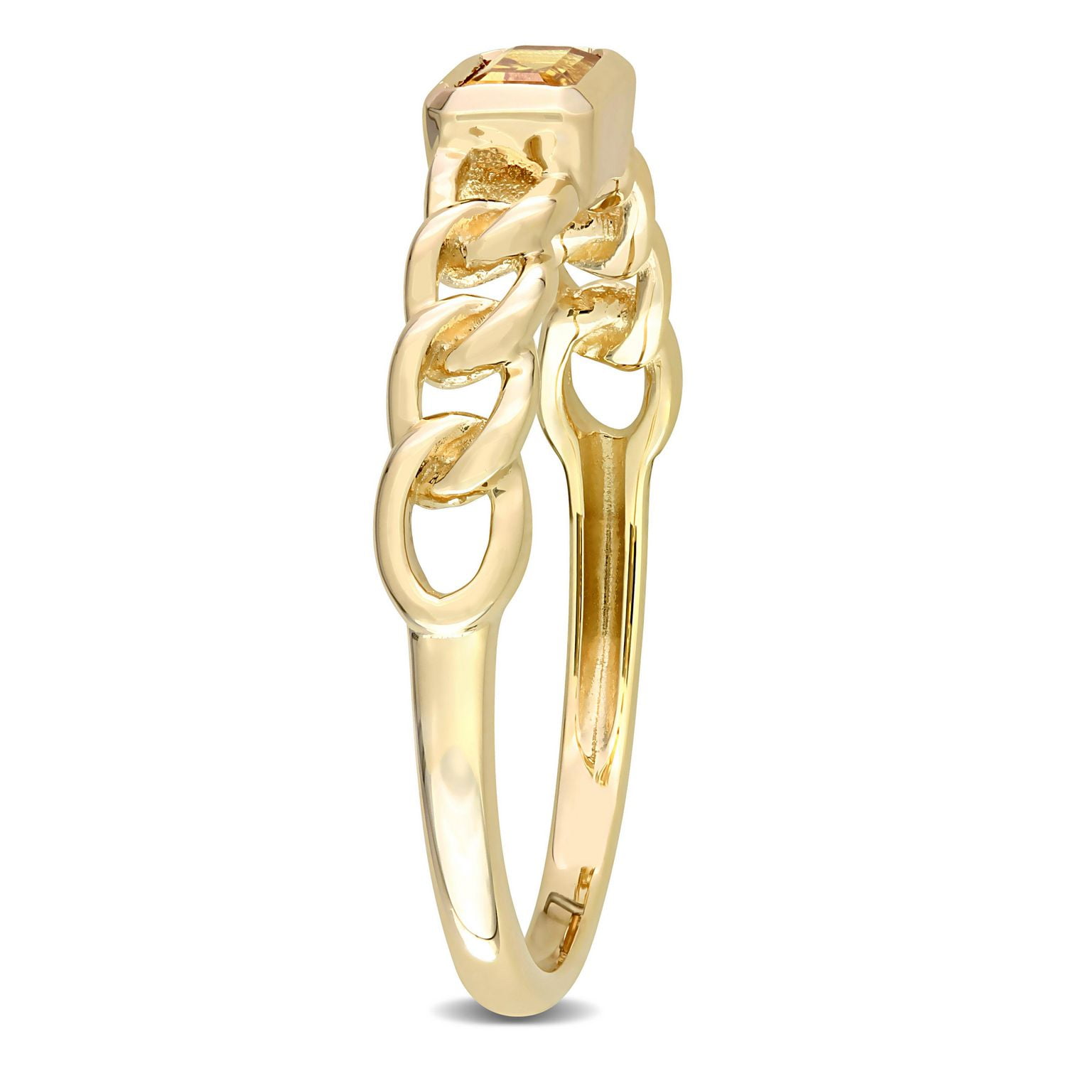 Bague solitaire octogone à maillons Miabella avec 1/3 Carat PBT de citrine en or jaune 10k
