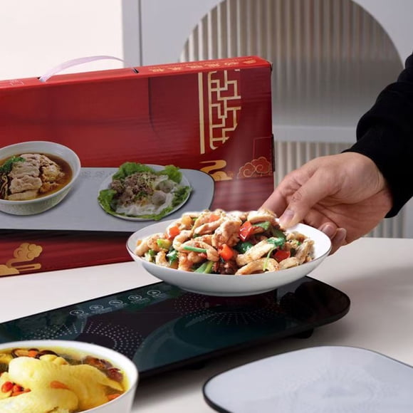 Food Warmer Plate for Countertop | Electric Heating Tray for Hot Meals, Soup, Tea, Milk | Constant Temperature Warming Mat for Home Kitchen Dining | Portable Food Heater
