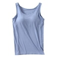 thumbnail image 1 of Wijhcboe 2025 Débardeurs pour Femmes avec 2x Hauts pour Femmes avec Soutien-Gorge Intégré 2024 Haut de Compression Femme Été Décontracté Col Rond Haut pour Femmes Camisole Sans Manches Grande Taille Haut pour Femmes Hauts d'Entraînement Rembourrés en Coton 49er T, 1 of 4