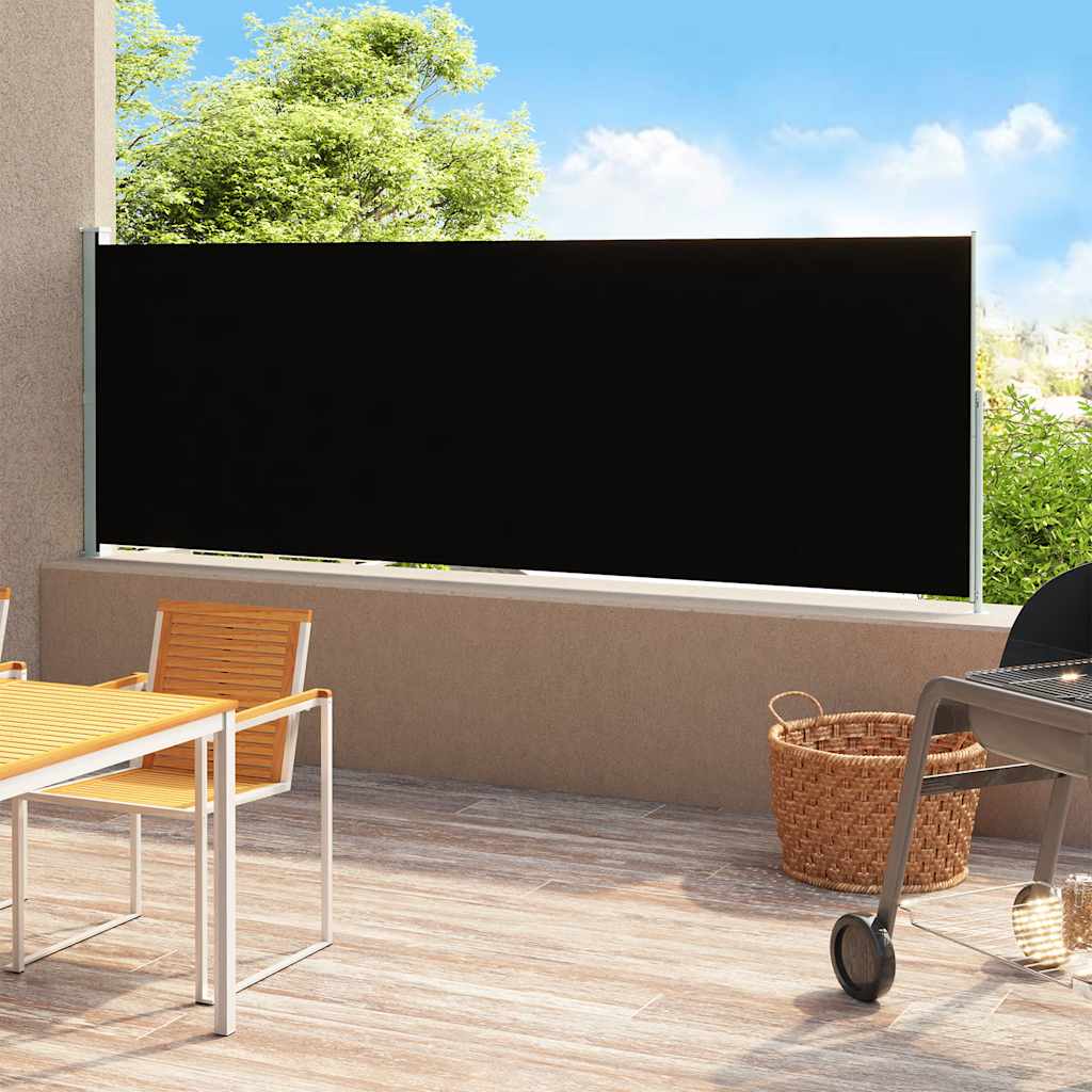 vidaXL Auvent Latéral Rétractable pour Patio 200x500 cm Noir