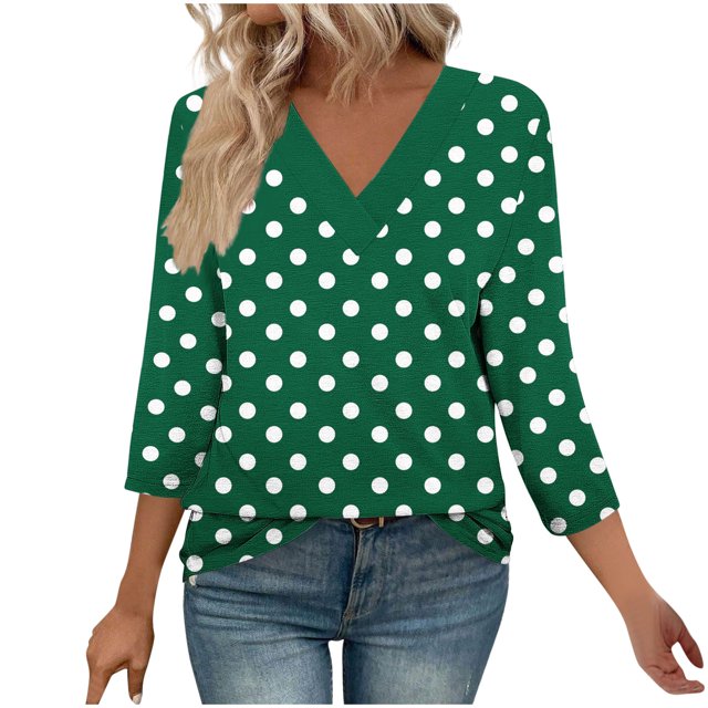 Fewfanhot Hauts pour Femmes à Manches 3/4, Mode d'Automne, Tunique à Col en V, Tenue de Bureau Décontractée, Chandail à Enfiler