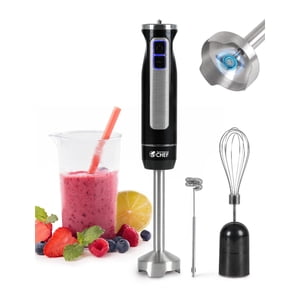 COMMERCIAL CHEF Immersion Mélangeur, mélangeur à main multi-usages d'immersion avec lame en acier inoxydable, mélangeurs à main 8 Options de vitesse variable