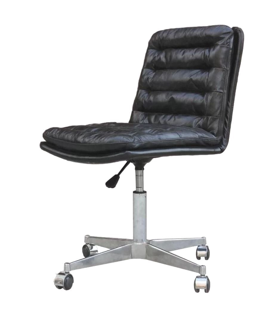 Chaise de bureau Plata Import Ronin en noir, chaise de bureau en PU, chaise de bureau en mousse noire, chaise de bureau à dossier complet, chaise de bureau noire, chaise de bureau sans accoudoirs, cha