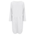 thumbnail image 5 of Meichang Robes en Coton et Lin pour Femmes Grande Taille Col Rond Manches Courtes Mini Robes Unies Décontractées Amples T-Shirts Robes Été Plissées à Taille Fluide Robes Blanches m, 5 of 5