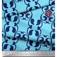 thumbnail image 3 of Soimoi Rayon Fabric Floral & Filigree Damask Printed Fabric 1 Yard 56 Inch Wide, 3 of 3