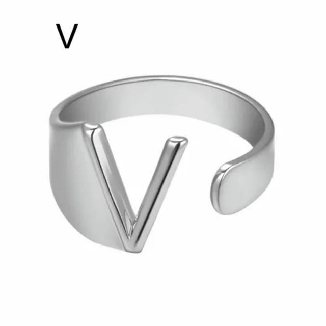 CUITING Fashion Adjustable Initial Alphabet Letter A-Z Ring Finger Rings Women Jewellery-Silver C