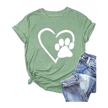 LUOGENLI T-shirts Ladies' Casual and Fashionable Summer Comfortable and Fashionable Cat Printed Short Sleeved Shirt with Colored Cotton T Shirt Light Green XXXL