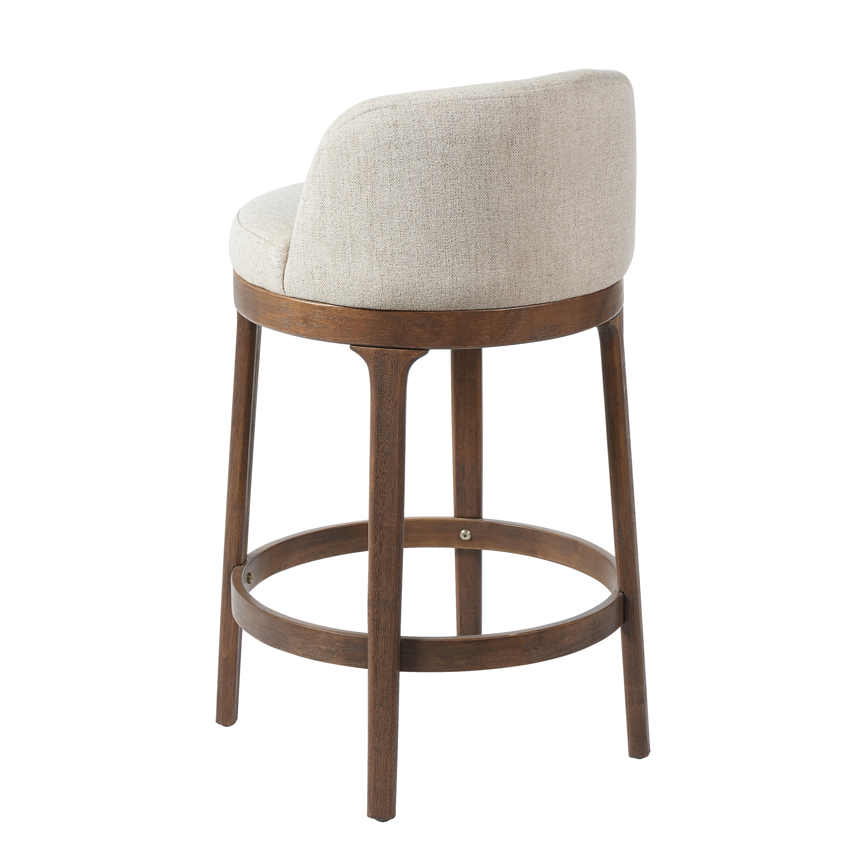 Noble House Chloe Counter Height Bar Stool Set of 2,Beige Upholstered Seat,Walnut + Beige