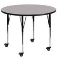 thumbnail image 1 of Mobile 42'' Round Grey Thermal Laminate Activity Table - Standard Height Adjustable Legs, 1 of 3