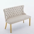 thumbnail image 4 of Velvet Double Dining Loveseat Bench, Kitchen & Dining Seating, 2-Seat Tufted Bench w/Handmade Buttons, Wing Back, Gold-Plated Steel Legs, Mid Century Modern,Single Pack,Beige,CA1602BG, 4 of 9