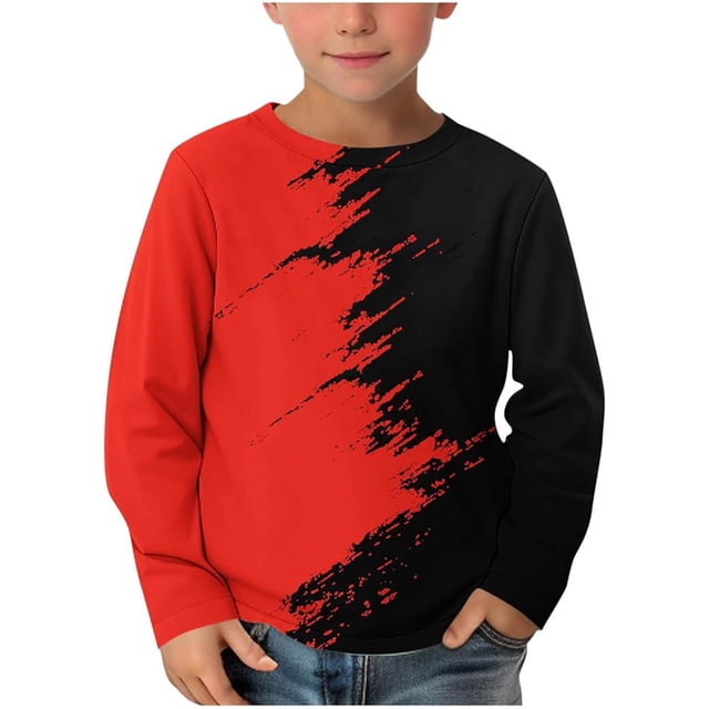 WEIYLL T-Shirts Garçons Impression 3D Col Rond Manches Longues Chandail Vêtements Extérieurs pour Enfants de 4-5 Ans