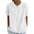 thumbnail image 1 of JIRNDf Chemises pour Femmes Hauts Tendance Été Col à Revers Manches Courtes Mode Tunique Décontractée Blouse Blanche m, 1 of 6