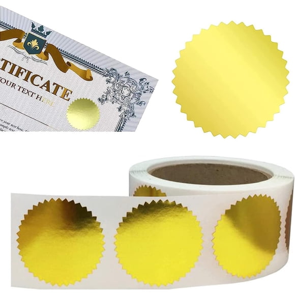 Ynlkorvg Certificate Award Seals Stickers Metallic Stickers With Serrated Edge 2'' Certificate Seals Stickers Labels For Envelopes Package School Business 250 PCS