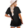 thumbnail image 2 of Nouveau T-Shirt Décontracté Col en V pour Femmes Manches Courtes Haut Ample Blouse Patchwork, 2 of 2