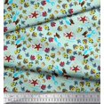 thumbnail image 3 of Soimoi Polyester Crepe Fabric Fish,Mermaid & Starfish Ocean Print Fabric by The Yard 52 Inch Wide, 3 of 3