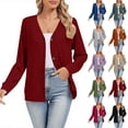 thumbnail image 1 of CFLVAEK Cardigan Sweaters for Women Ribbed Knit Button Down Loose Fitted Long Sleeve Cardigans Fall Trendy Cardigan Sweater Blue XL, 1 of 6