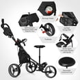 thumbnail image 3 of Goplus Chariot de Golf Pliant à 3 Roues avec Siège, Tableau d'Affichage, Poignée Ajustable, Gris, 3 of 10