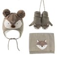 thumbnail image 1 of 1 Set Children Hat Breathable Windproof Acrylic Fiber Cartoon Printed Baby Scarf Mitten Cap Kit for Outdoor, 1 of 10
