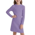 thumbnail image 1 of HXWCHs Robe d'Uniforme Scolaire Filles Coupe Ajustée Robe Moulante Hiver Chaude Extensible Col Roulé Manches Longues Tenue Décontractée pour Tout-Petits et Enfants avec Doux Violet 9-10 Ans, 1 of 5