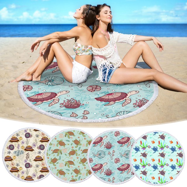 Liquidation Aujourd'hui! JFZMDY Serviette de Plage Ronde Imprimée en Microfibre Ultra Légère Serviette de Bain Colorée Couverture de Plage Anti-Sable Tapis de Plage Serviette Polyvalente pour Voyage Piscine