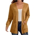 thumbnail image 3 of yoeyez Cardigan Sweaters for Women Lightweight Open Front Cardigans Plus Size Trendy Cardigan Fall Sweaters Coat with Pockets Brown,XXXXL, 3 of 7