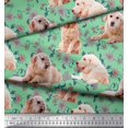 thumbnail image 2 of Soimoi Modal Satin Fabric Floral,Book & Golden Retriever Dog Fabric Prints by Yard 42 Inch Wide, 2 of 3