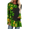 thumbnail image 1 of Qertyioot Hauts pour Femmes Mode Féminine T-shirt Imprimé pour la Saint-Patrick Col Rond Manches Longues Ample, 1 of 5