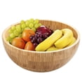 thumbnail image 4 of Bamboo Salad Bowl Round Serving Bowl Natural Wood Dishware For Fruit Snacks Appetizers, 4 of 6