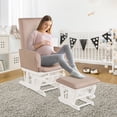 thumbnail image 4 of Costway Baby Nursery Relax Rocker Rocking Chair Glider & Ottoman Set w/Cushion Pink, 4 of 10