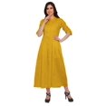 thumbnail image 2 of Moomaya Long Button Down Shirts For Women Front Slit A-Line Kurtis Summer Kurta, 2 of 5