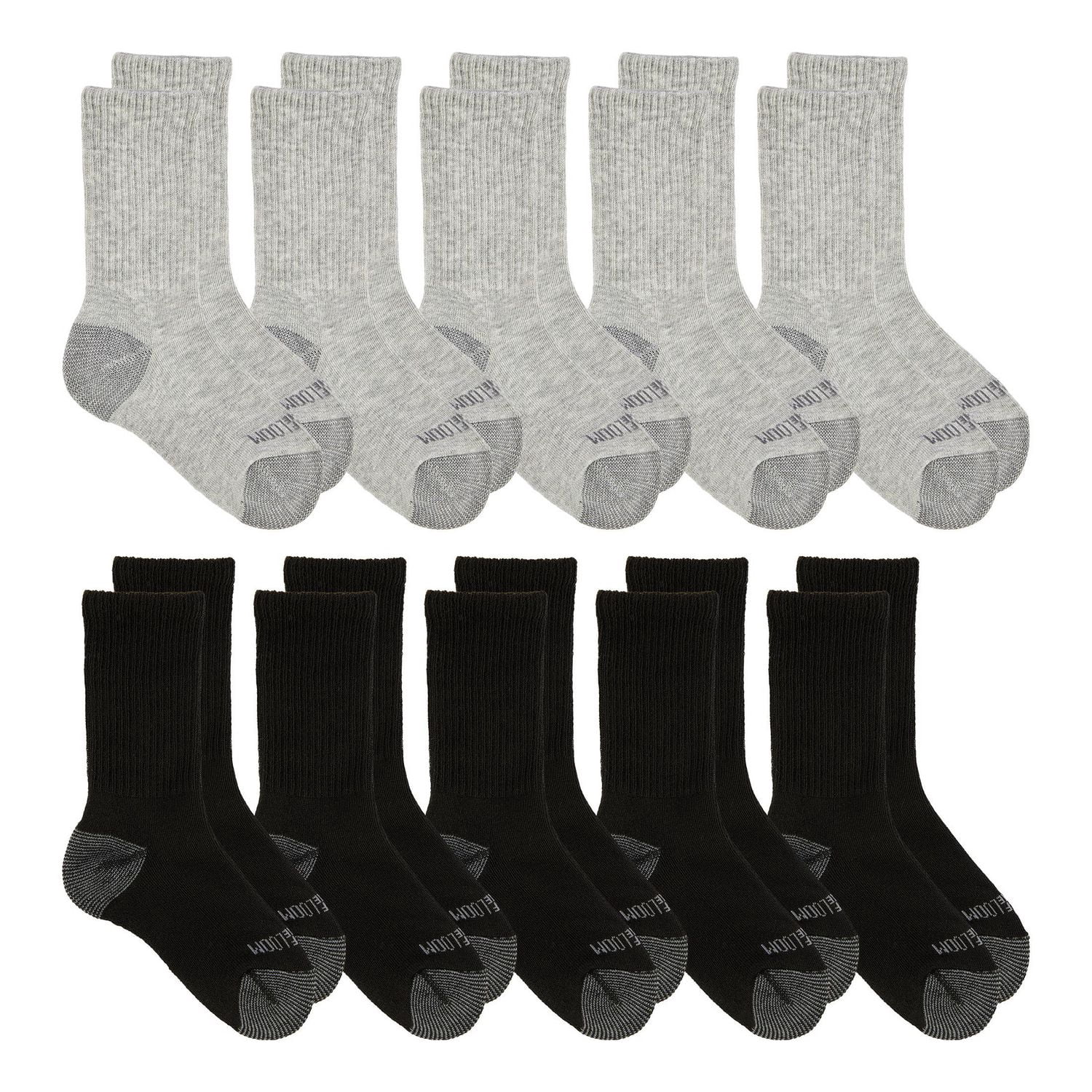 Chaussettes mi-mollet Fruit of the Loom pour garçons, paquet de 10, Dual Defense, coussinées, évacuation de l’humidité, contrôle des odeurs, couleurs assorties