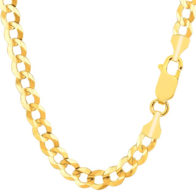 14k Yellow Gold Comfort Curb Chain Necklace, 7.0mm, 20"