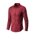 thumbnail image 1 of Chemises Habillées à Boutons pour Hommes Chemises Habillées en Coton pour Hommes Chemises Décontractées pour Hommes Manches Longues Chemises à Boutons pour Hommes Manches Longues Rouge P, 1 of 2