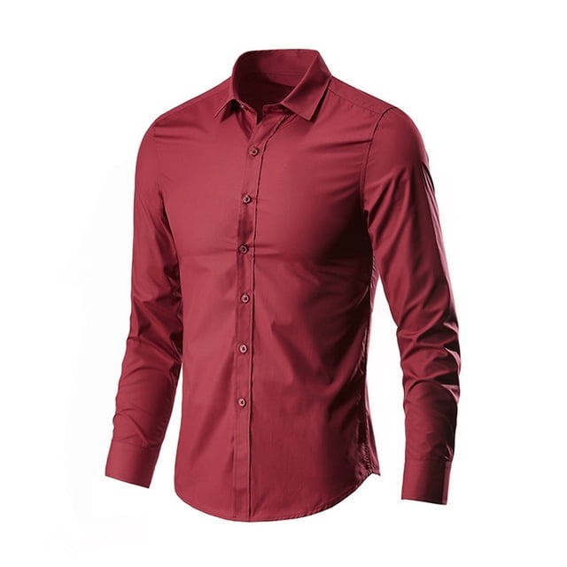 Chemises Habillées à Boutons pour Hommes Chemises Habillées en Coton pour Hommes Chemises Décontractées pour Hommes Manches Longues Chemises à Boutons pour Hommes Manches Longues Rouge P