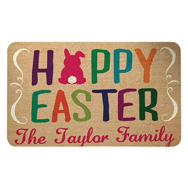Agiferg Paillasson de Pâques Œufs de Pâques Rabbit Tapis d'Entrée Antidérapant Intérieur Extérieur pour Maison Patio Décoration Maison