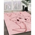 thumbnail image 3 of Ahgly Company Tapis d'Intérieur Rectangulaire de Style Transitionnel, Lavable à la Machine, Pastel Rouge Rose, 4 Pieds x 6 Pieds, 3 of 7