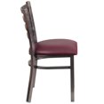 thumbnail image 2 of HERCULES Series Clear Coated Ladder Back Metal Restaurant Chair - Burgundy Vinyl Seat, 2 of 6
